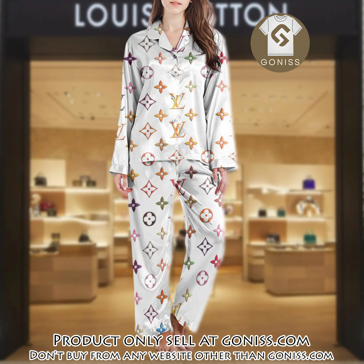 Lv monogram long satin pajama set pjs1002 gn1212457